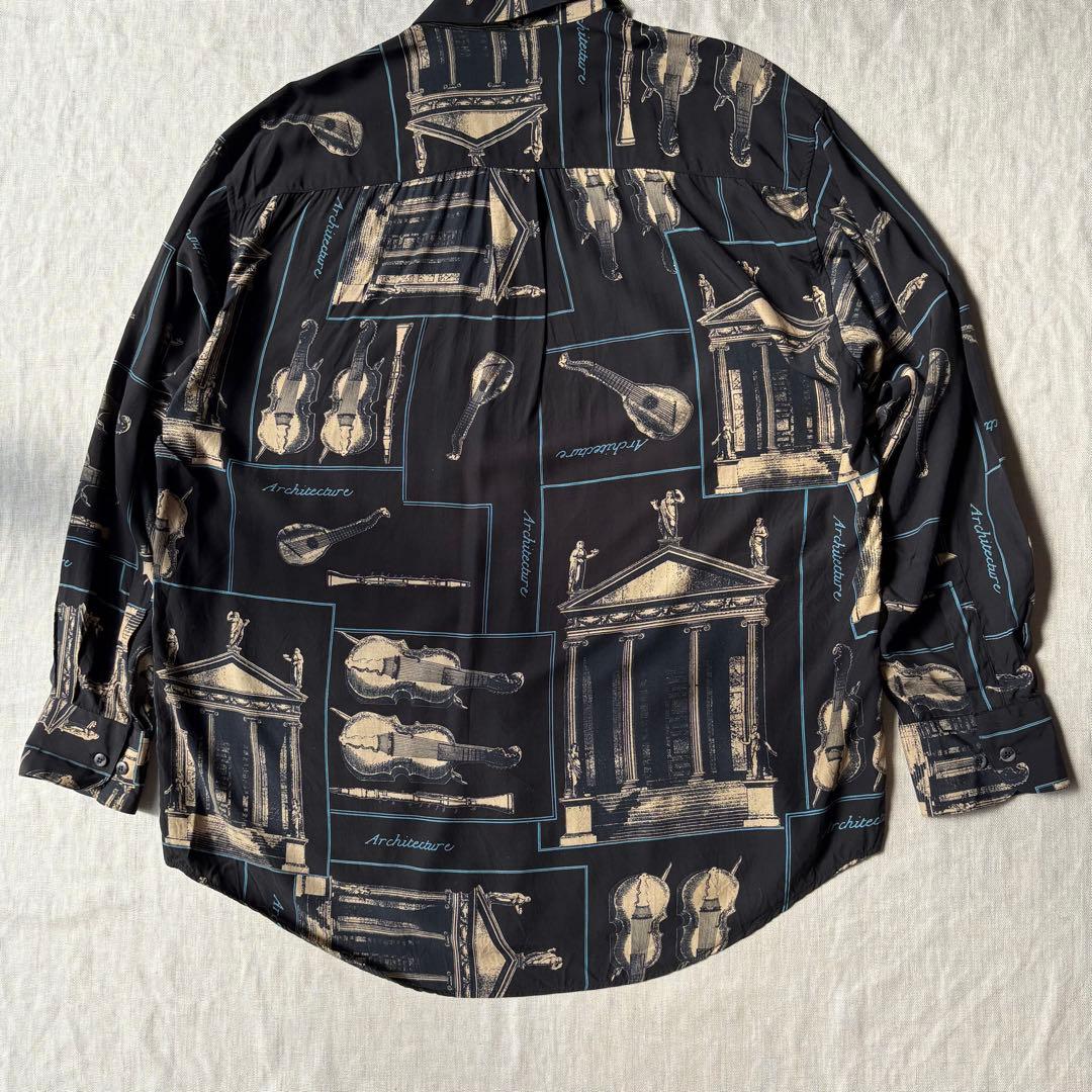 希少 Vintage Christian Dior 総柄 楽器 レトロ シャツ