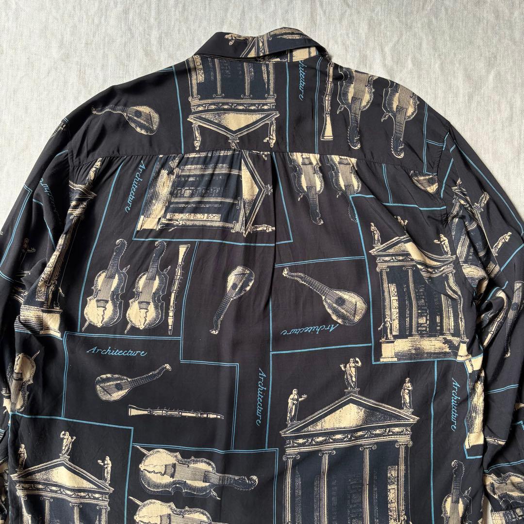 希少 Vintage Christian Dior 総柄 楽器 レトロ シャツ