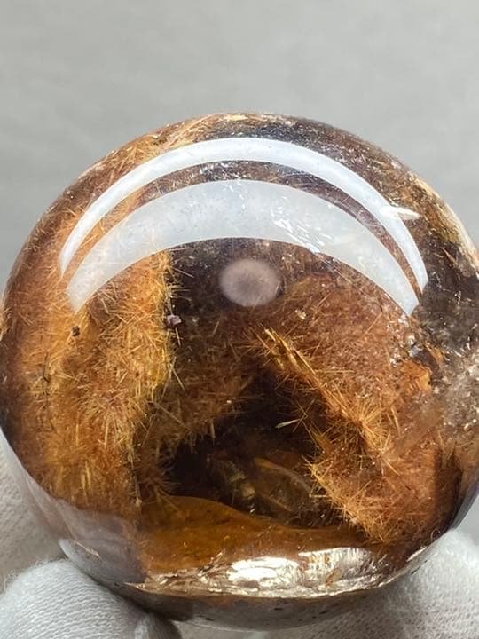 直径48.2㍉ タイチンルチルクォーツ 大量のルチル金針で出来た天然洞 貴重