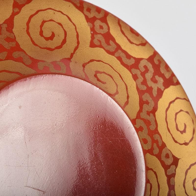 専用　茶道具　塗師中村宗哲作　朱唐草如心好　寸切茶器即中斎極め箱　M　R9252