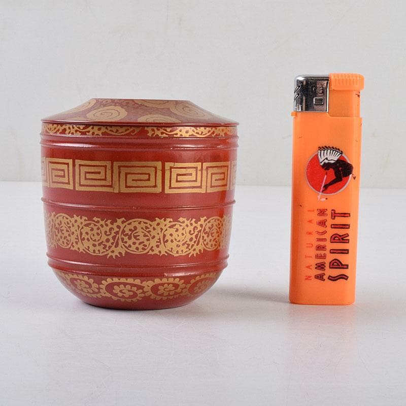 専用　茶道具　塗師中村宗哲作　朱唐草如心好　寸切茶器即中斎極め箱　M　R9252