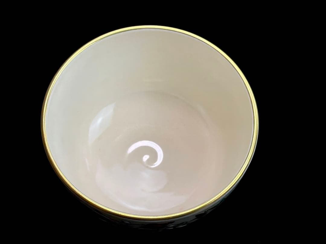 京焼 【御室窯】仁清 羊丸紋 金彩抹茶茶碗 茶道具 共箱共布 R811176