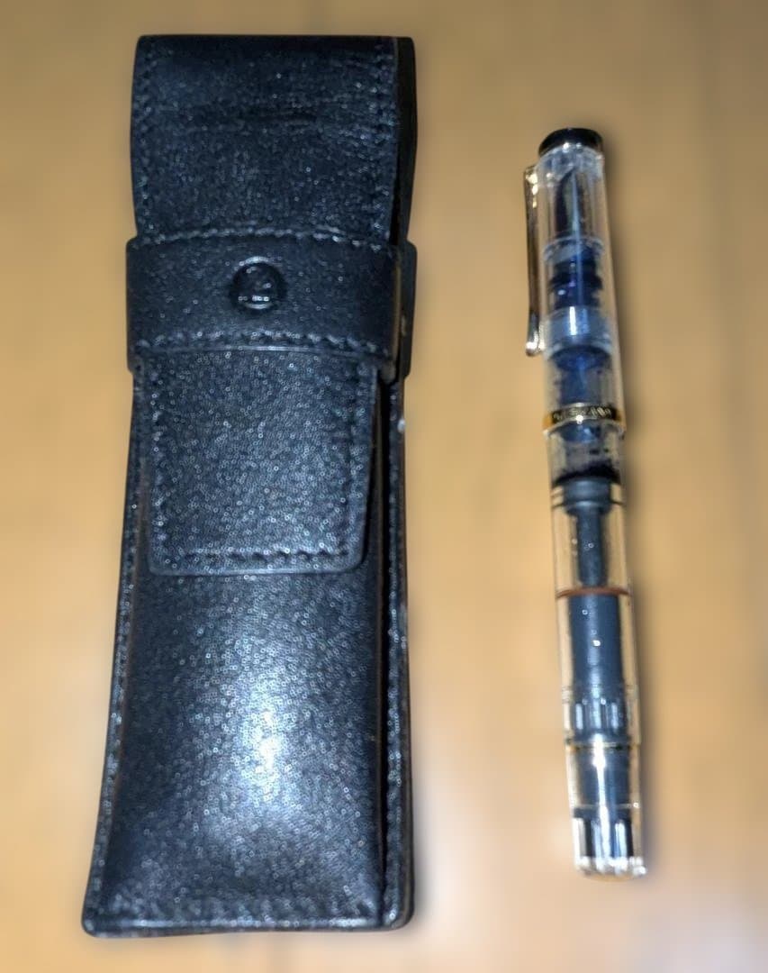 万年筆 透明ボディ 黒ケース付き