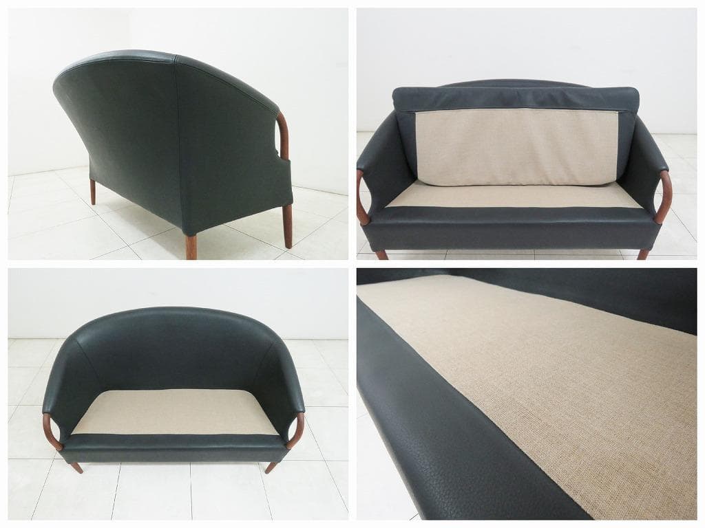 デンマーク NIELAUS&JEKI MOBLER 2人掛けソファ 本革×チーク