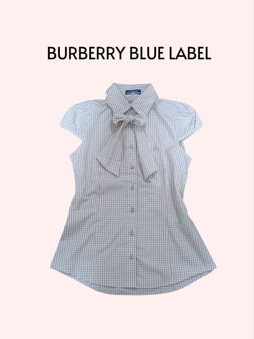 バーバリーブルーレーベル ホース ボウタイ リボン ブラウス チェック 極美品