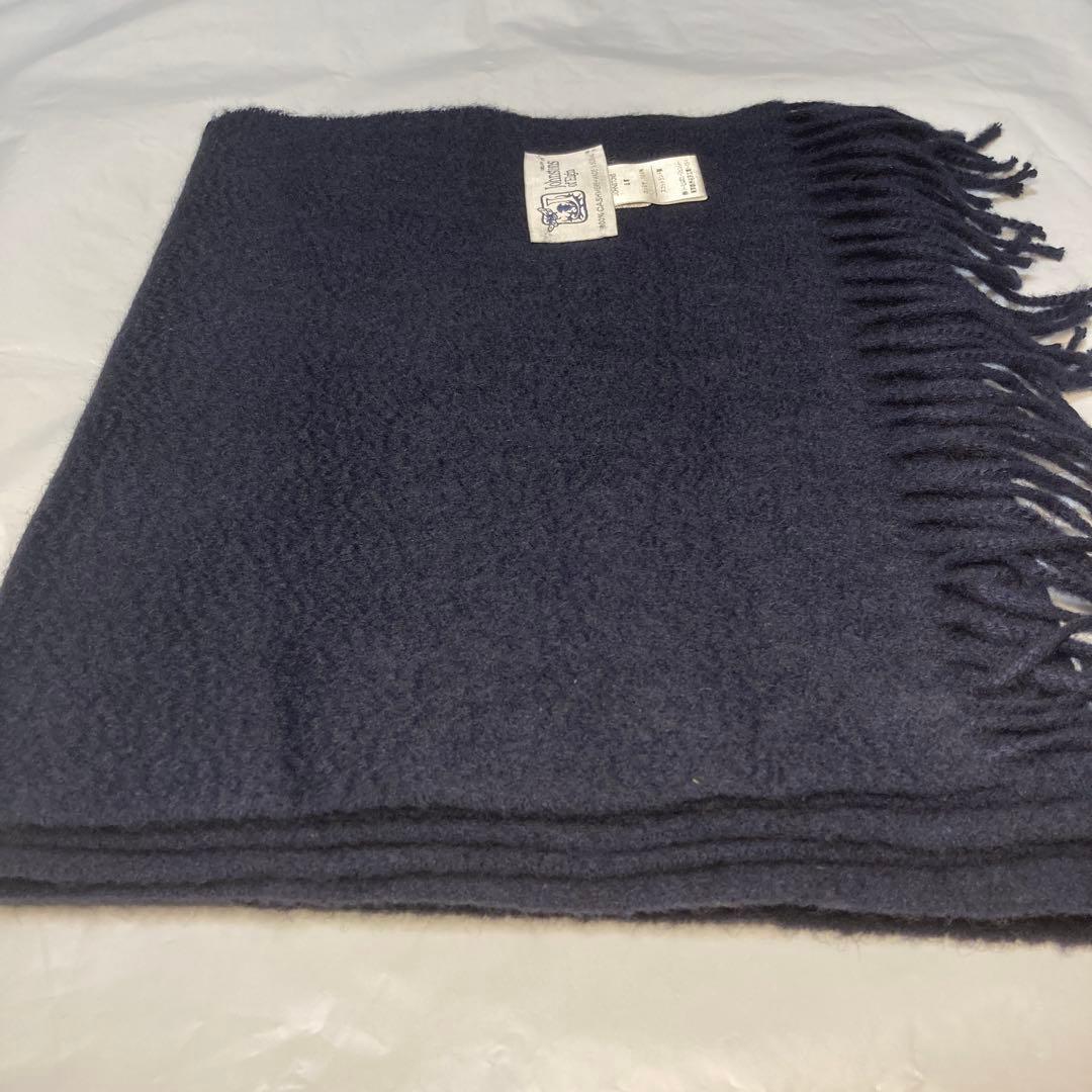 極美品 ジョンストンズ カシミヤ100％ マフラー ダークネイビー 国内正規品