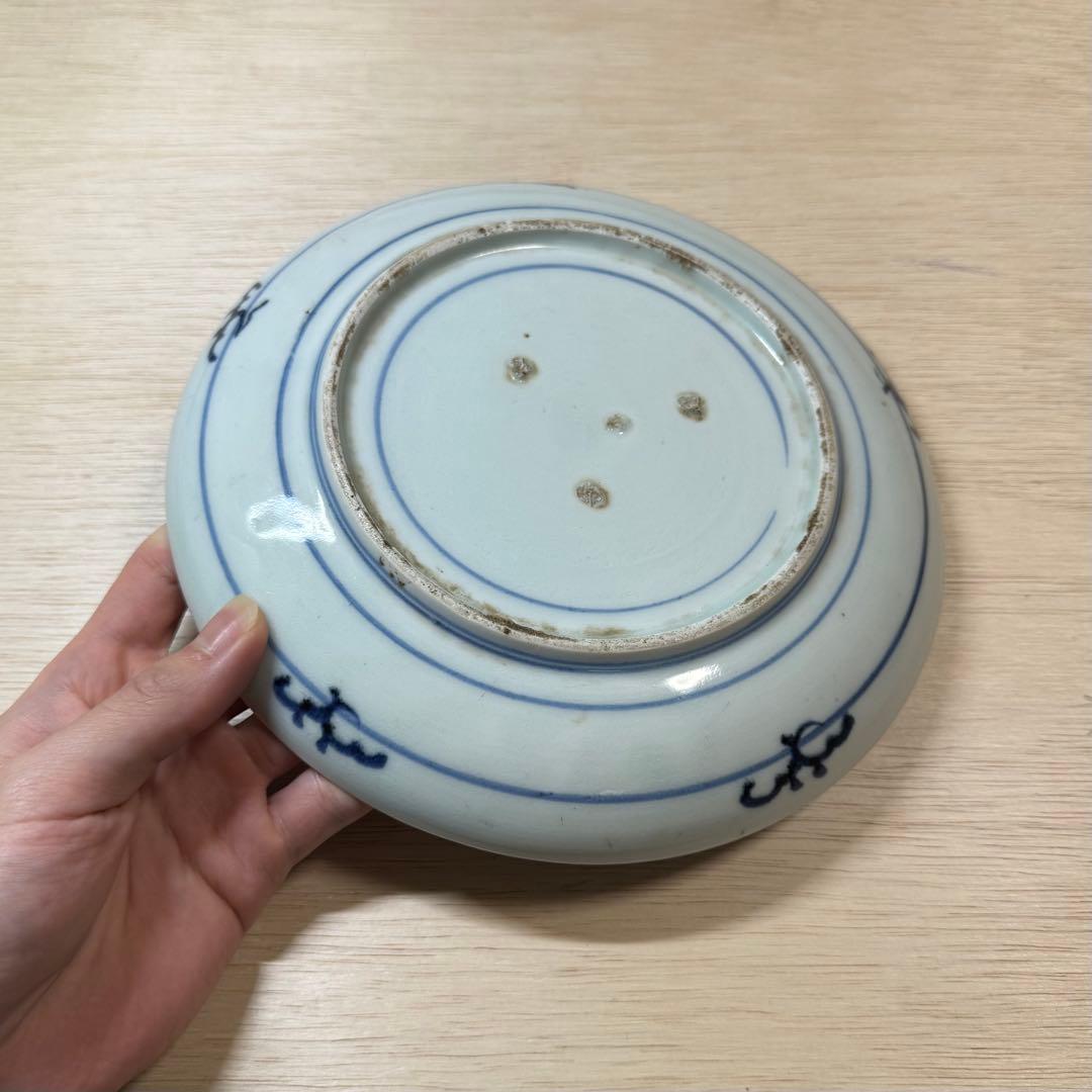 古伊万里 染付 草花文 七寸皿 中皿 江戸時代 藍九谷 柿右衛門 古美術 骨董