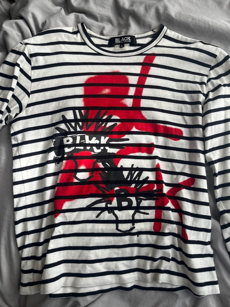 BLACK COMME des GARÇONS ストライプ長袖カットソー L