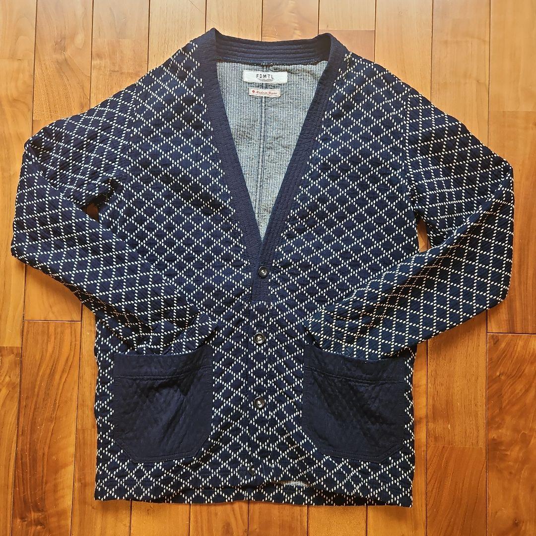 FDMTL ファンダメンタル 刺し子 藍染 カーディガン インディゴ