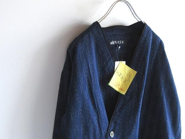 新品タグ付 林田 阿波正藍しじら織り 重ね襟羽織り S 藍色 インディゴ 上衣