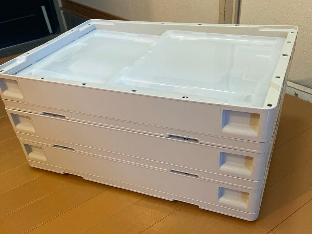 無印良品　折りたたみコンテナ　窓付　５０Ｌ　ホワイトグレー／半透明　3個セット