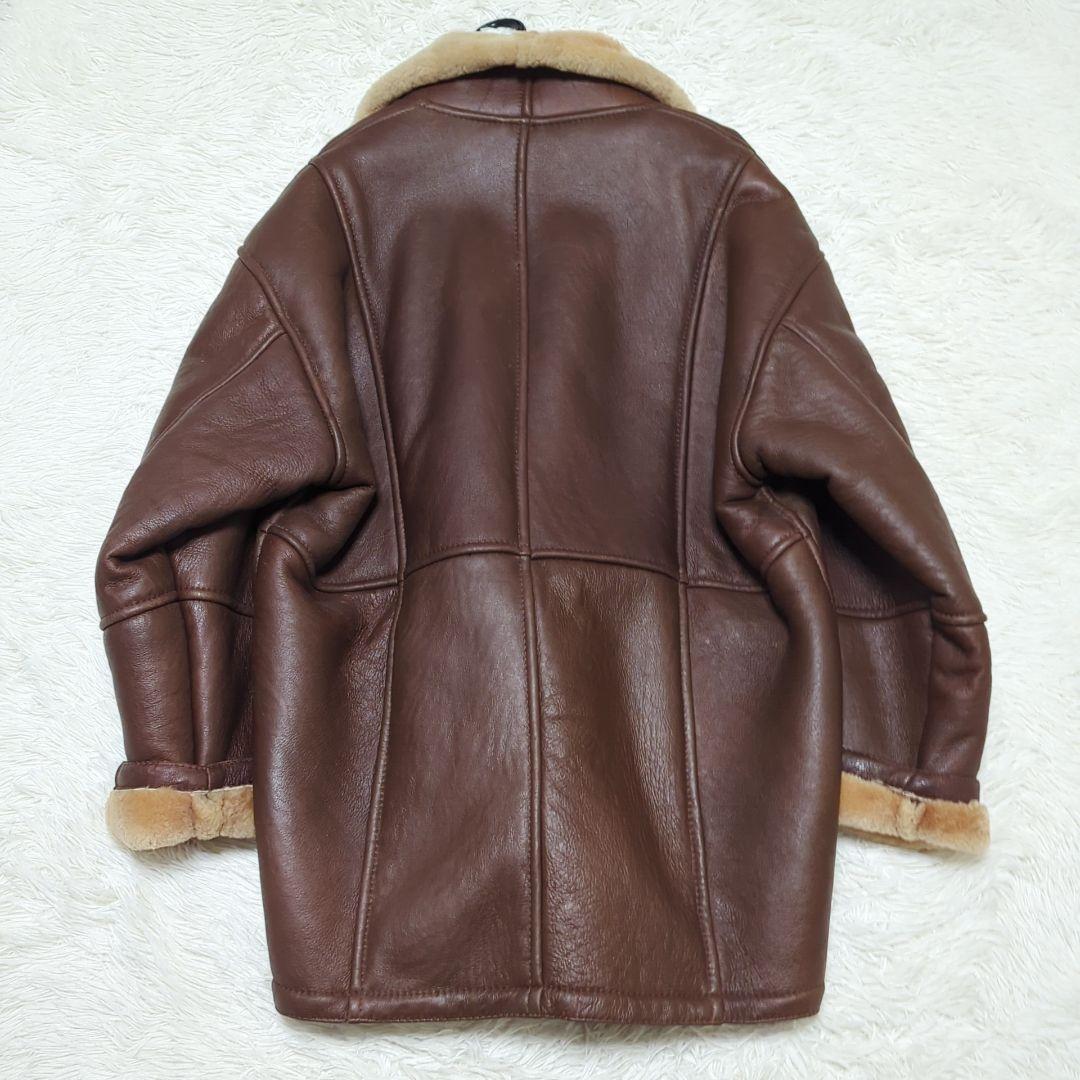美品✨リアルムートンコート メンズ Lサイズ 羊革 本革 ブラウン ボア