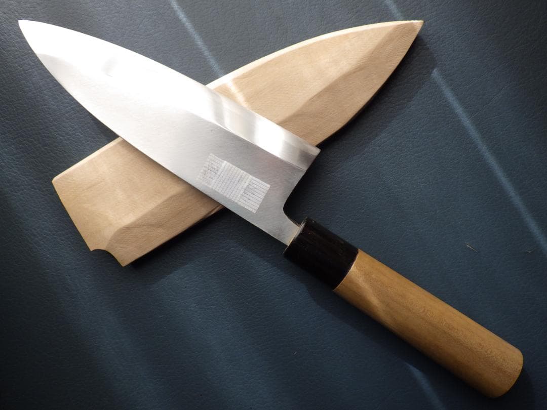 正義作★出刃包丁・本水牛天然木柄★㊨手研ぎ済み・堺打刃物▲記名有▲