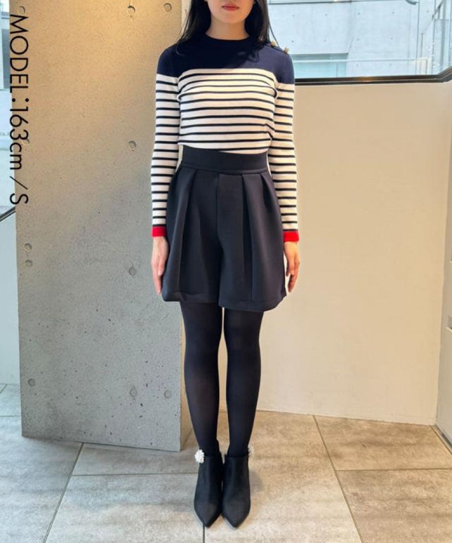 25SS 【未使用】黒完売品JENNE 日本製美ラインストレッチキュロット XL