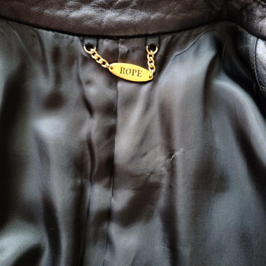 ROPE ラムレザー キルティングコート 金ボタン 羊革 ブラック