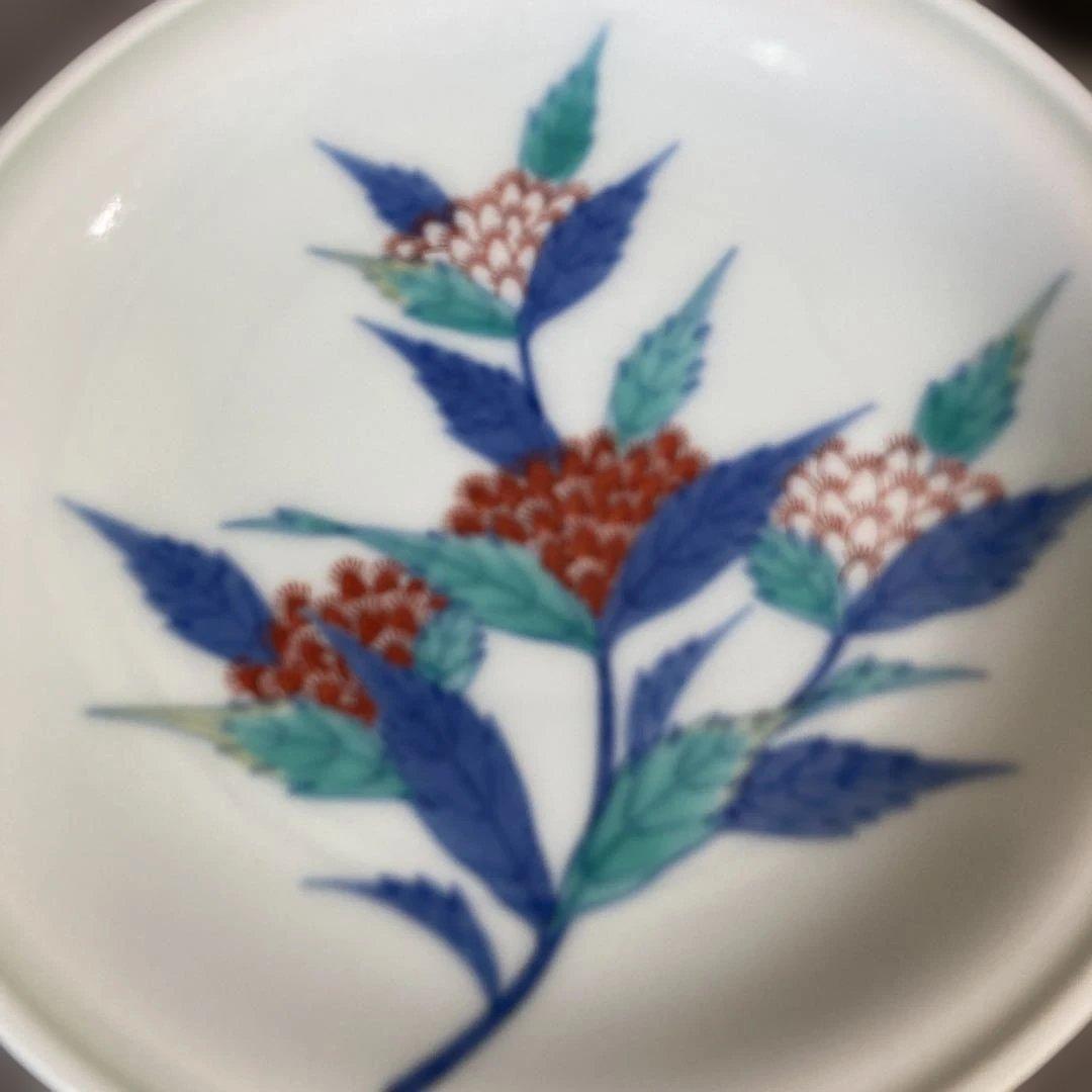 【今右衛門】色鍋島の伝統　人間国宝　十三代今泉今右衛門作　錦絵変り花絵　銘々皿揃