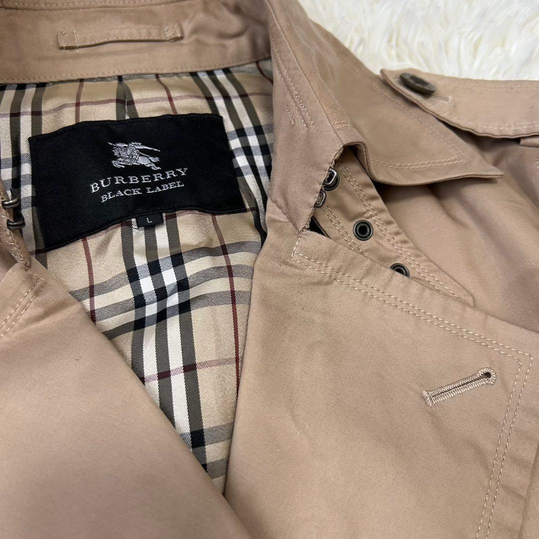 【美品/L】バーバリーブラックレーベル トレンチコート ノバチェック ベージュ