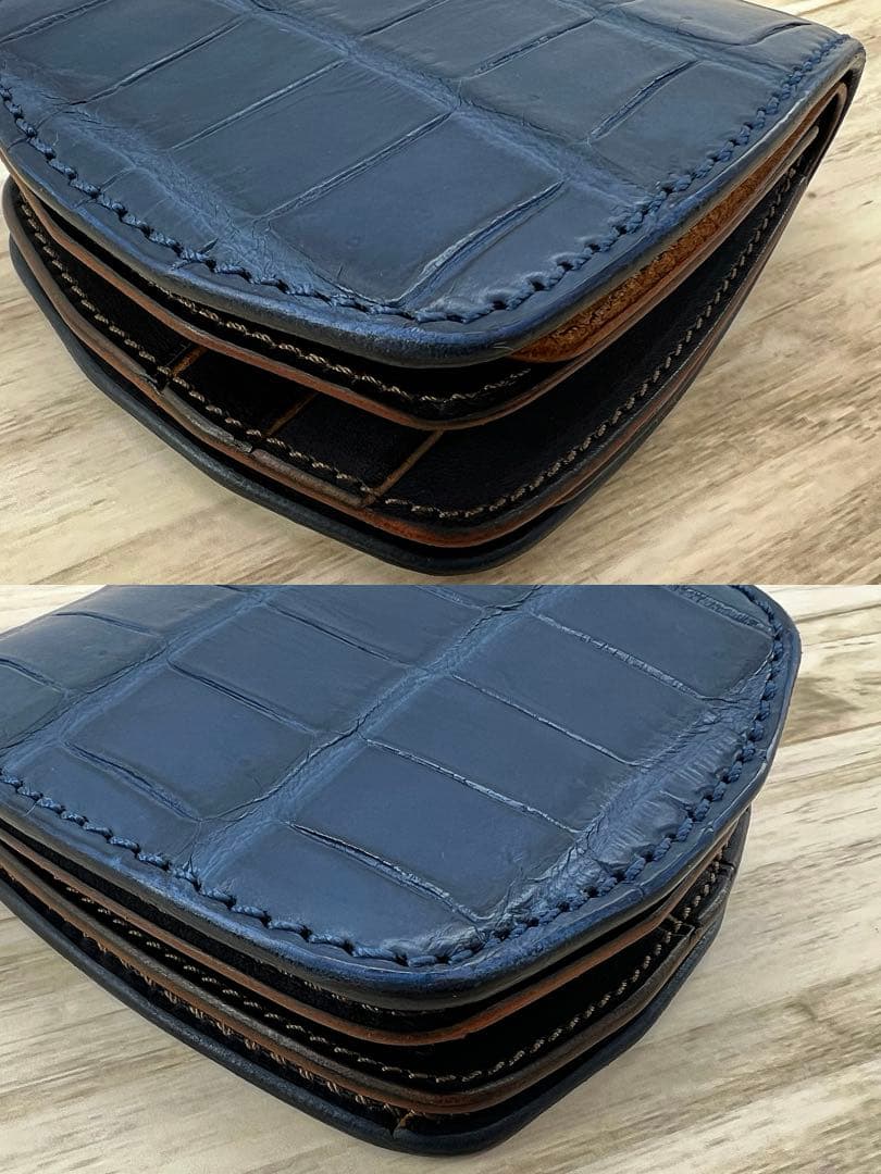 MANIFOLD マニフォールド クロコ型押し 折り財布 レザー