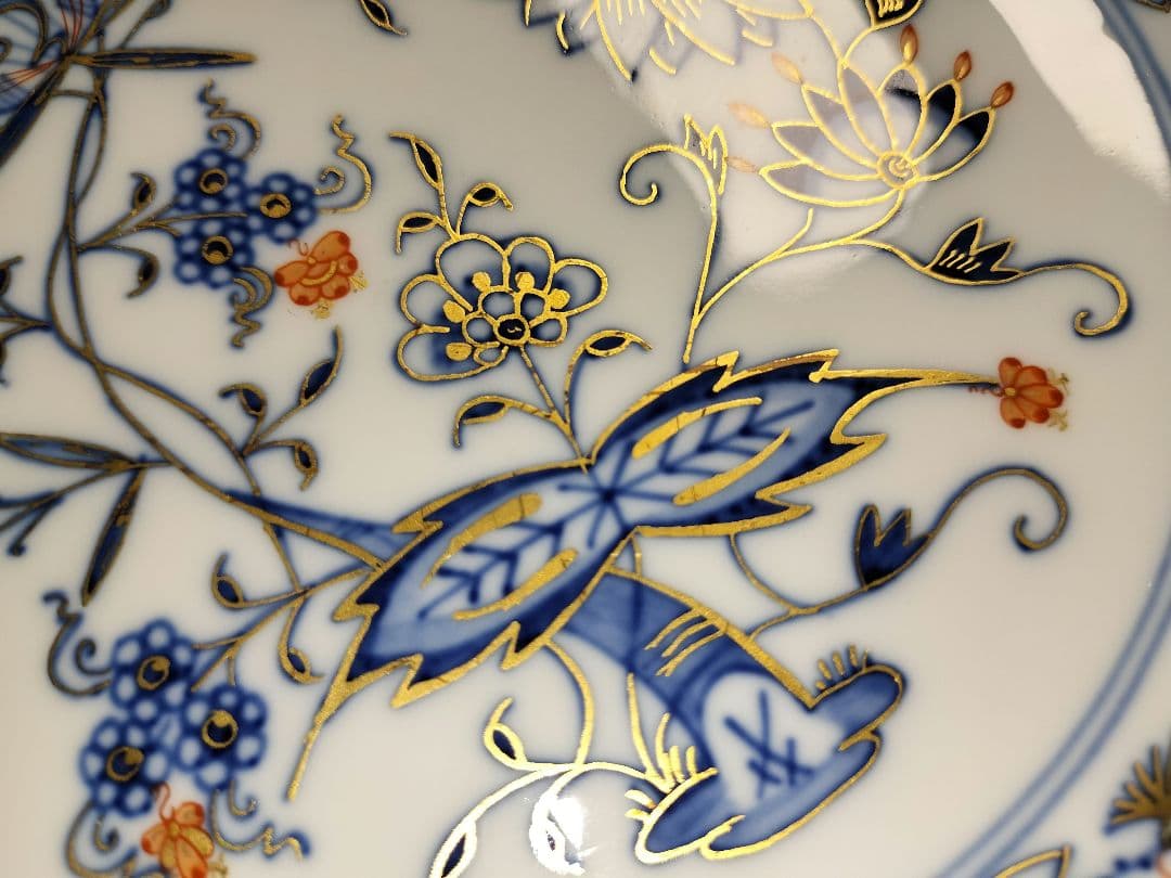 少々難あり《18cm》一級品 Meissen マイセン 朱金オニオン プレート皿