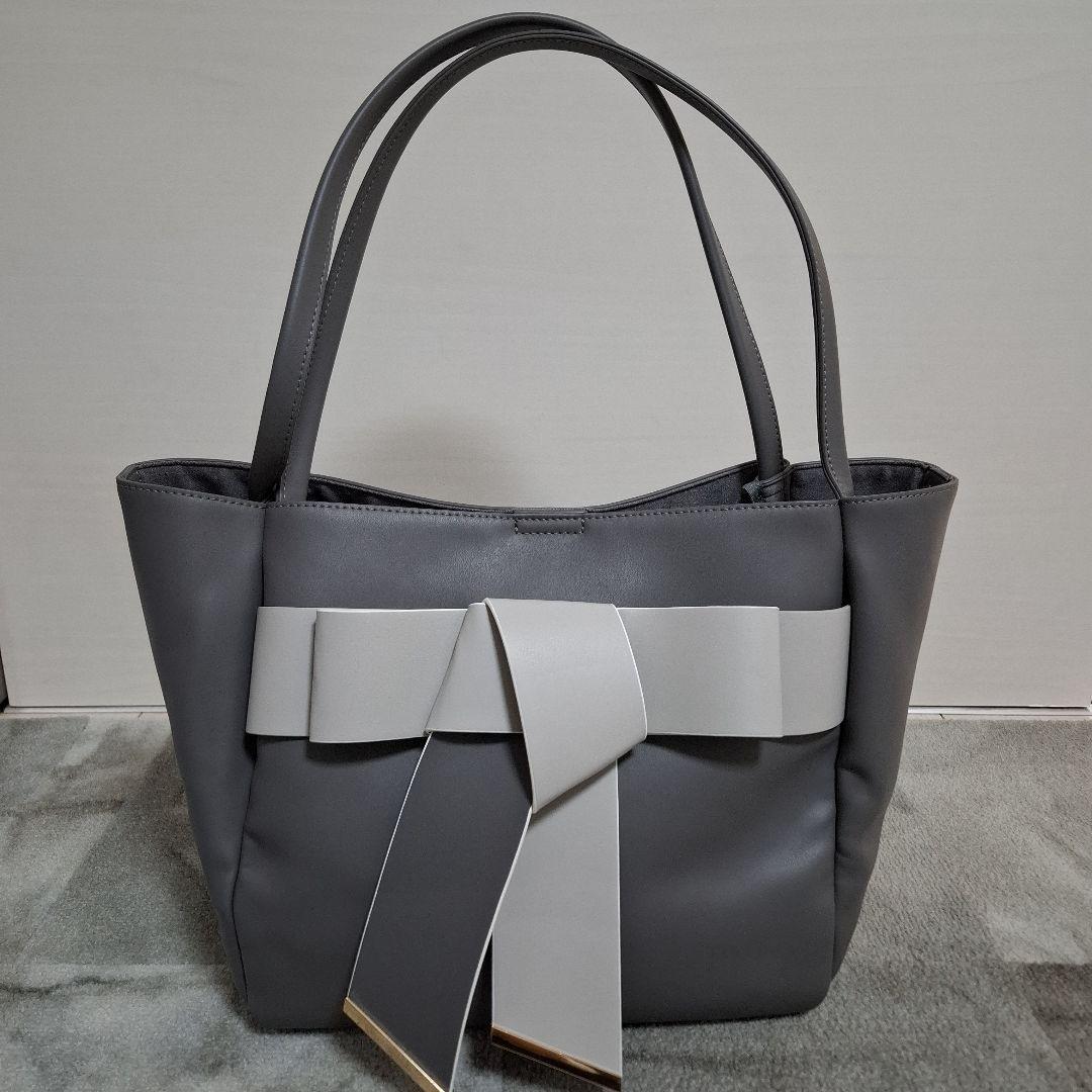 RANDA 【A4対応】リボントートバッグ グレー　ハンドバック