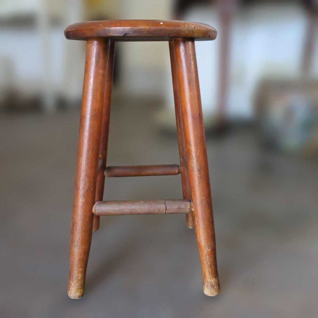 骨董　椅子　丸椅子　木製　スツール ブラウン アンティーク　イス