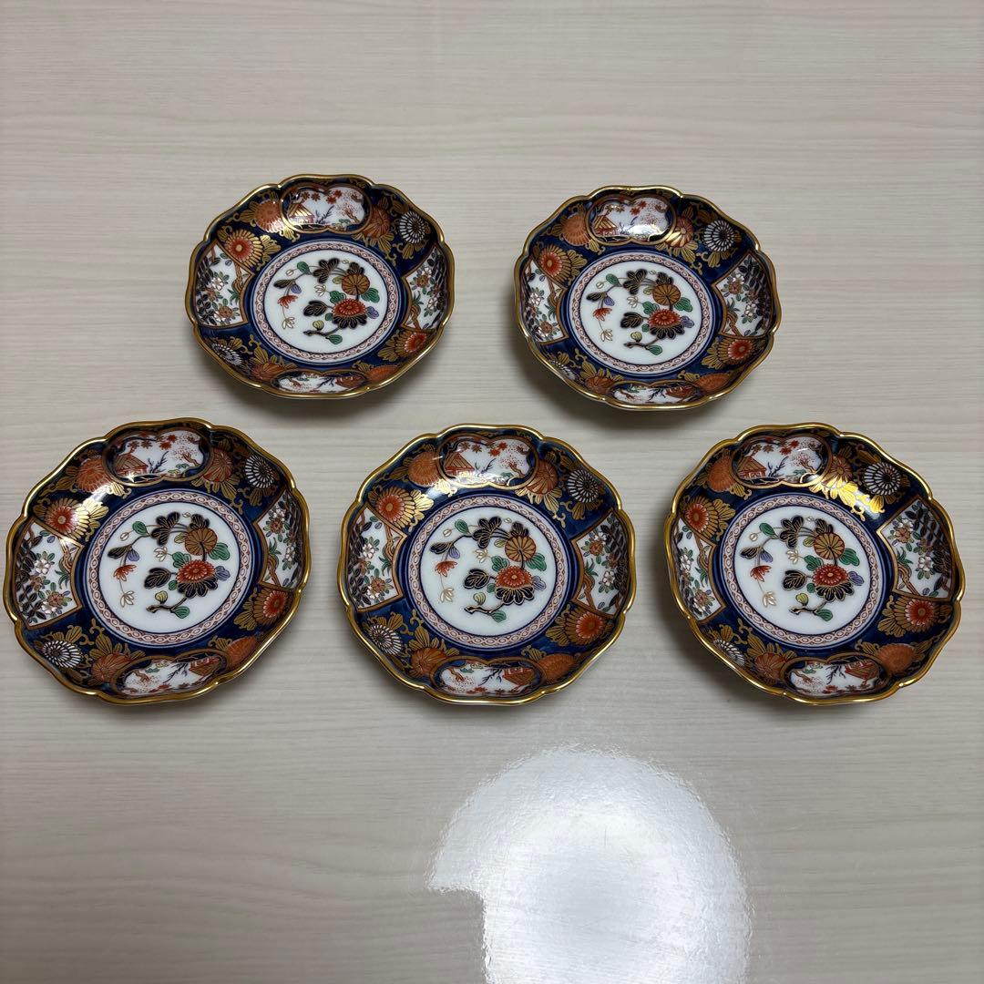 其泉　有田焼　小皿　醤油皿　琳派古伊万里様式　金彩　5枚組
