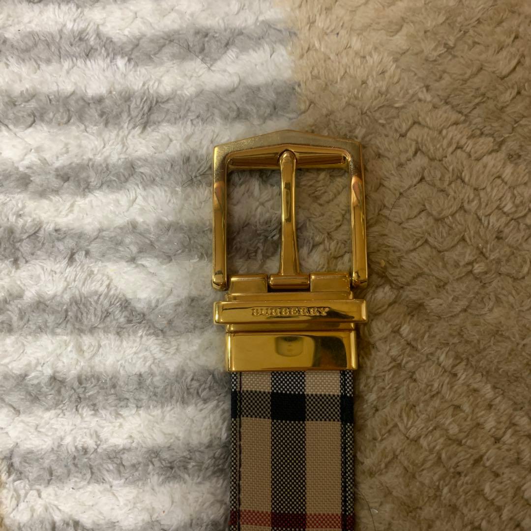 Burberry チェック柄 ベルト ゴールドバックル
