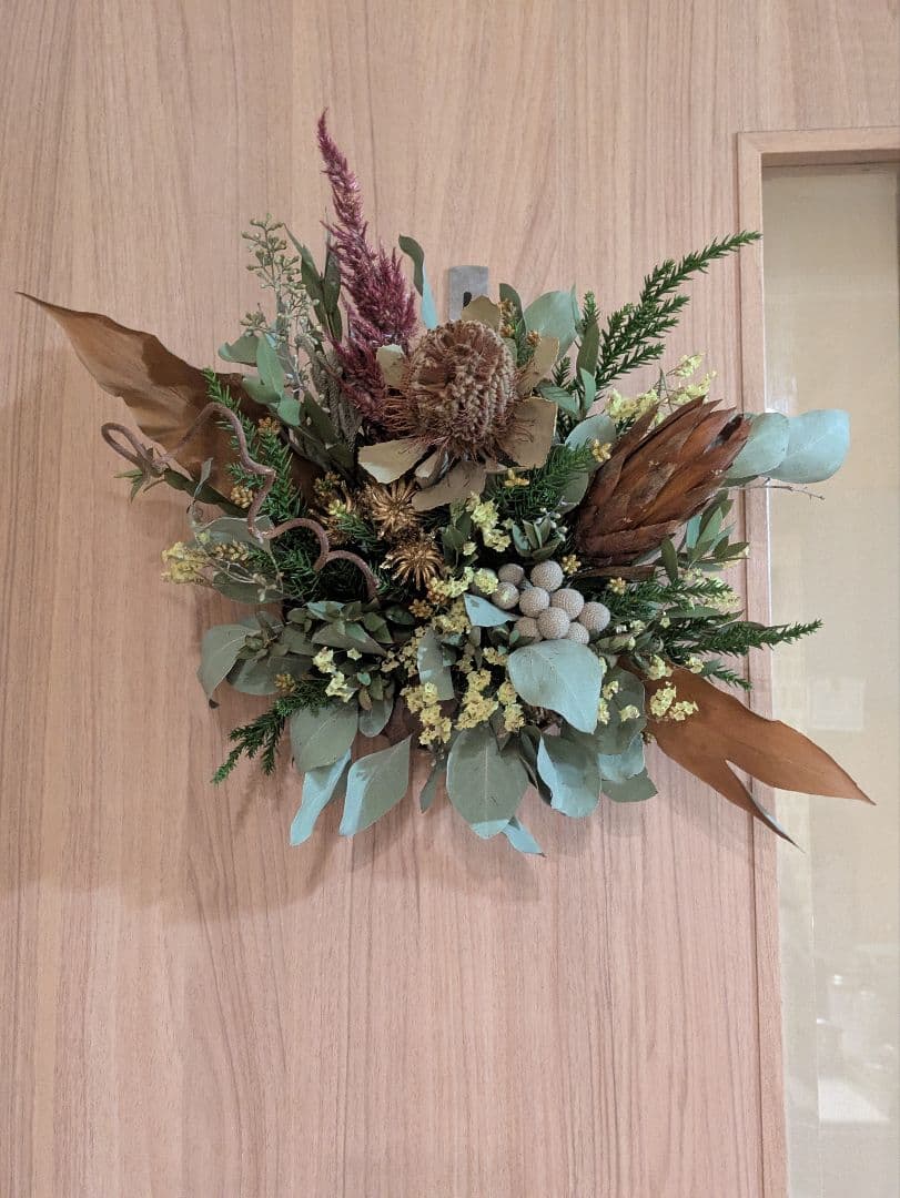 特価！ドライフラワー★プロテア、ココニシア壁掛けアレンジメント★インテリア