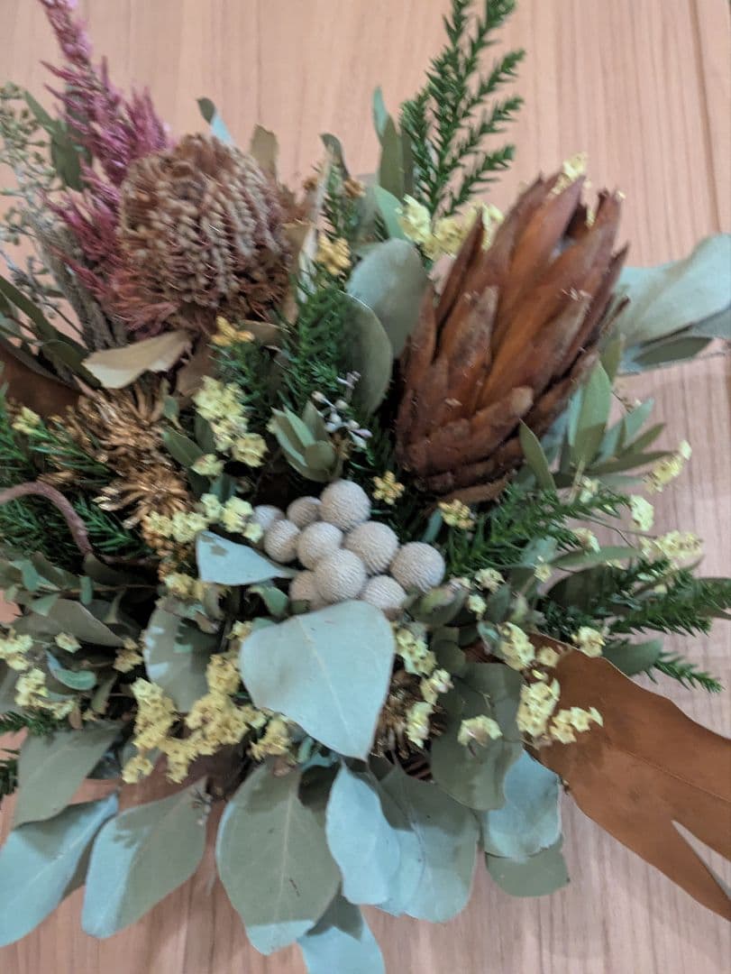 特価！ドライフラワー★プロテア、ココニシア壁掛けアレンジメント★インテリア
