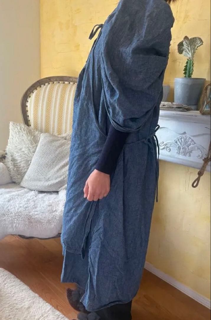 キャピタル　デニム風ボリュームスリーブワンピース