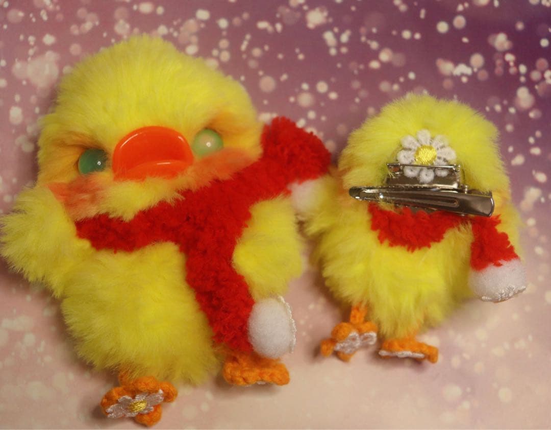 アヒル　ブローチ　編みぐるみ　ハンドメイド アクセサリー