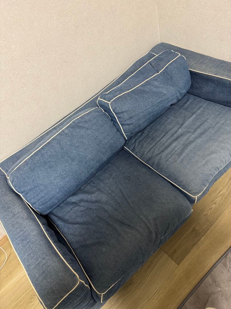 デニムブルー 2人掛けソファ