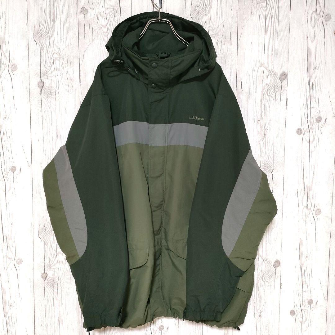 エルエルビーン マウンテンパーカー ナイロンジャケット 刺繍ロゴ XL 緑