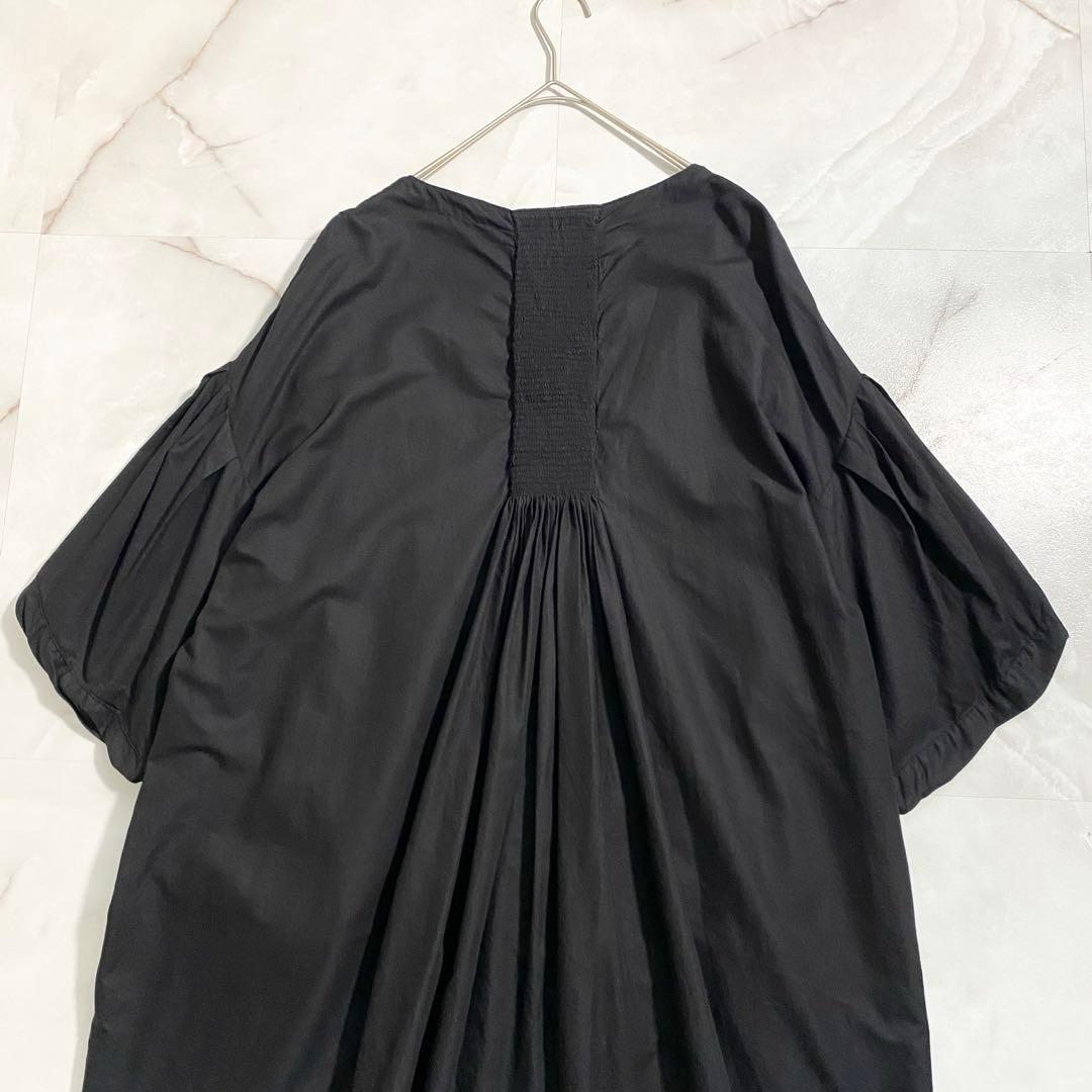 A17192 美品 キャピタル バックギャザーカシュクールブラウス 黒 1