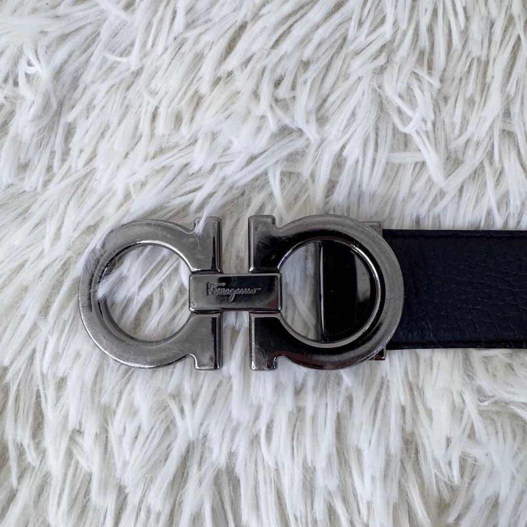 フェラガモ ダブルガンチーニ ベルト シルバー ビッグバックル リバーシブル