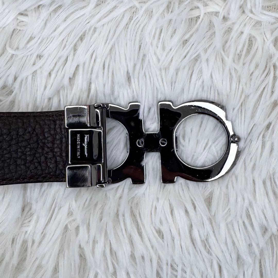 フェラガモ ダブルガンチーニ ベルト シルバー ビッグバックル リバーシブル