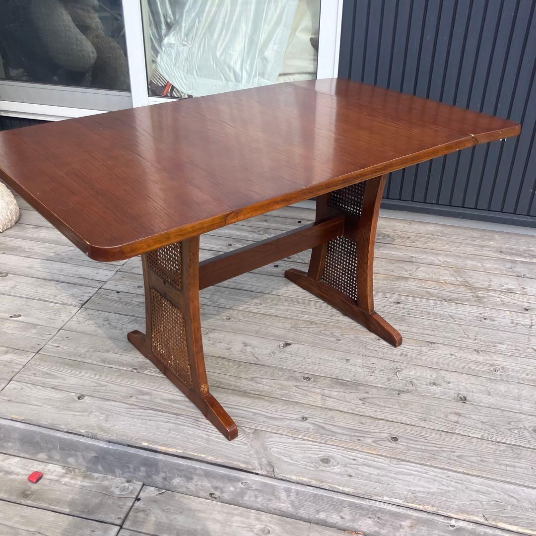 北欧レトロ 木製エクステンションテーブル 伸縮式ダイニングテーブル 古家具