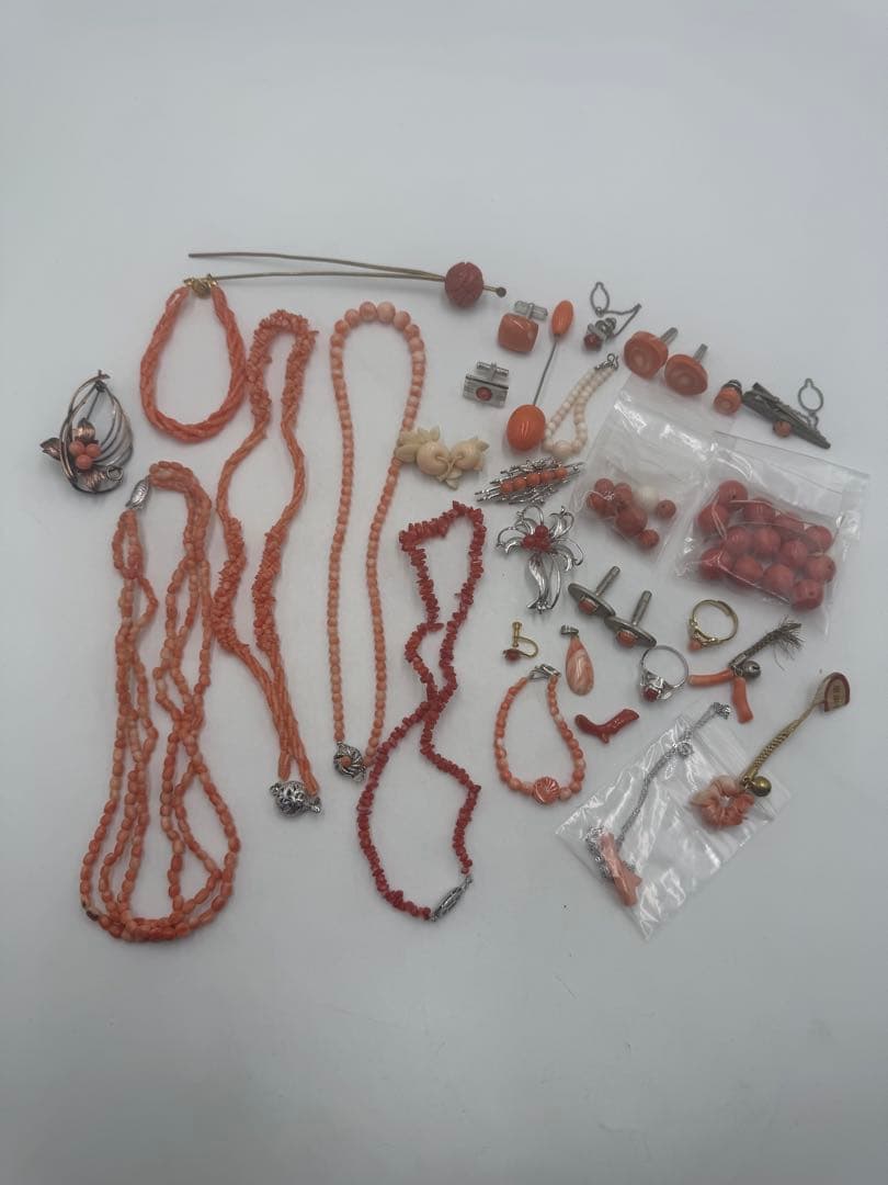 珊瑚　赤珊瑚　珊瑚風　アクセサリー　大量　約280g