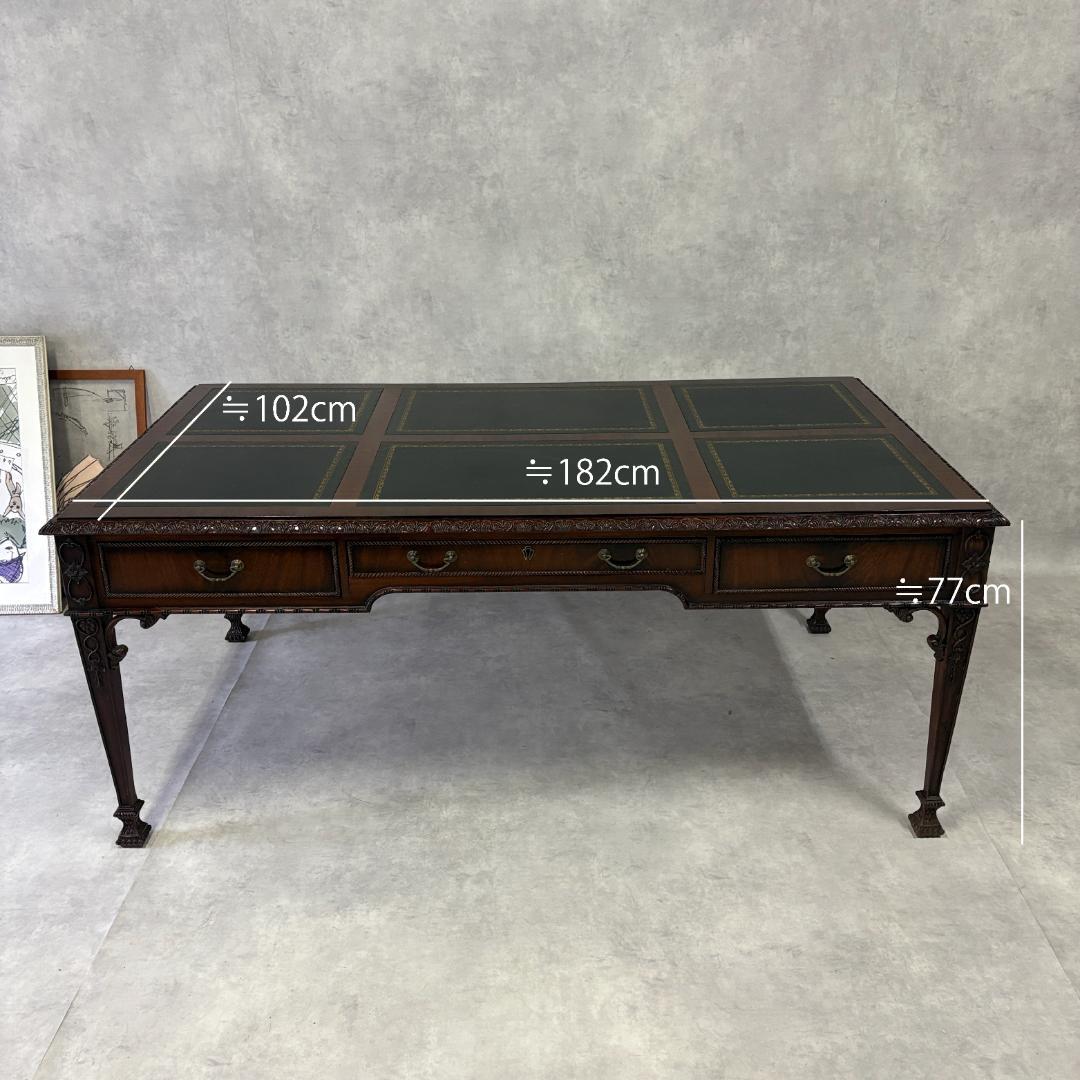 アンティーク デスク レザートップ 英国クラシック 木製