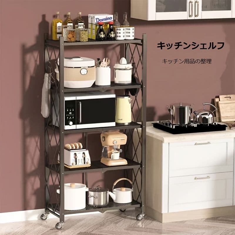 幅 70 ステンレス製メタルラック キャスター付き 折りたたみ式 キッチン用*2