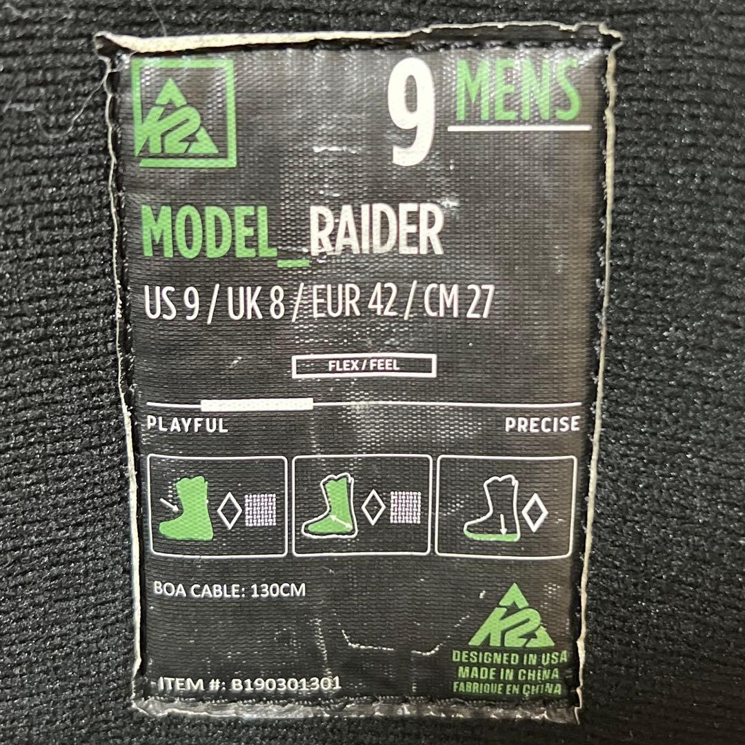 【即日発送】K2 ケーツー スノーボードブーツ　メンズ　RAIDER 27cm