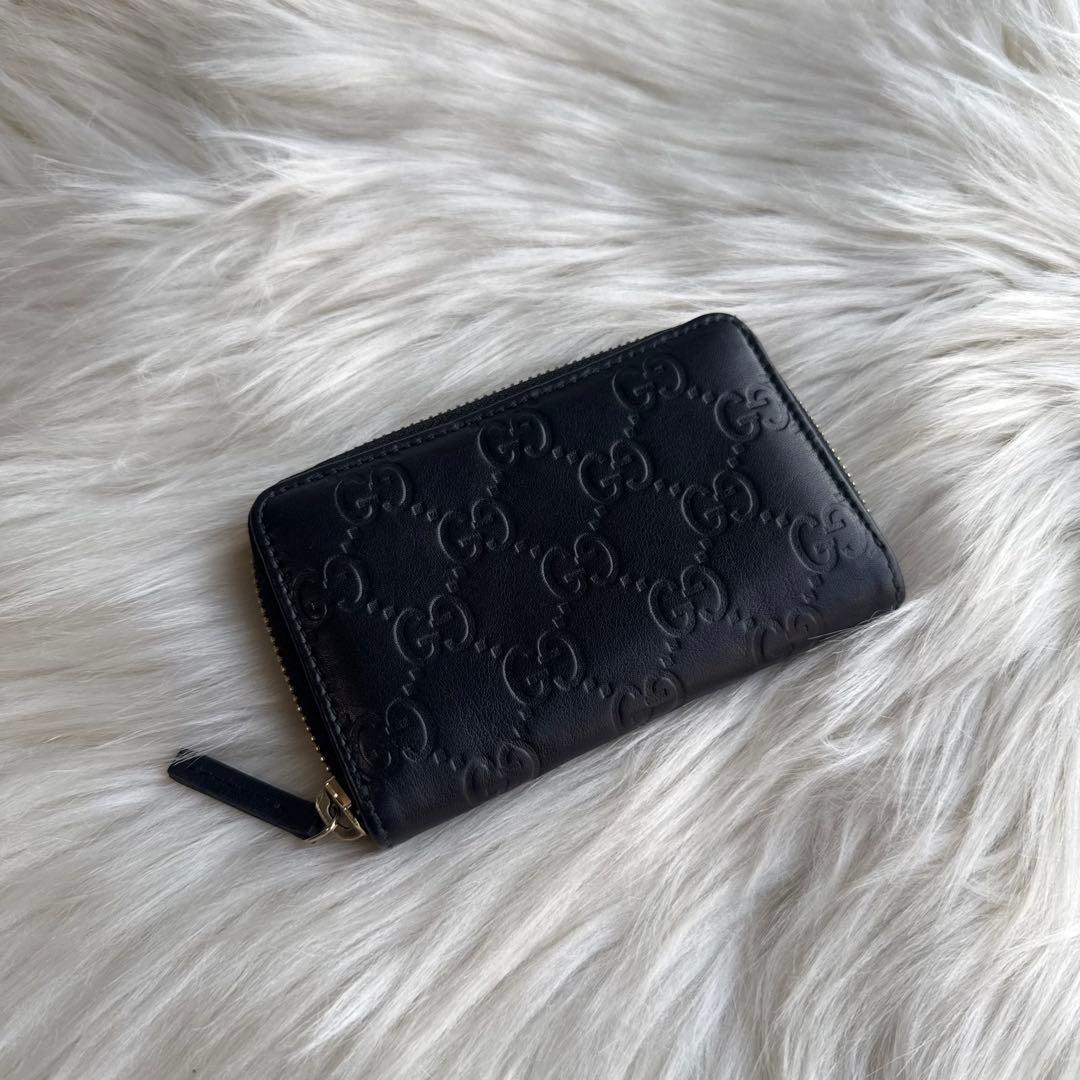 グッチ シマ ケース レザー ブラック コンパクトウォレット