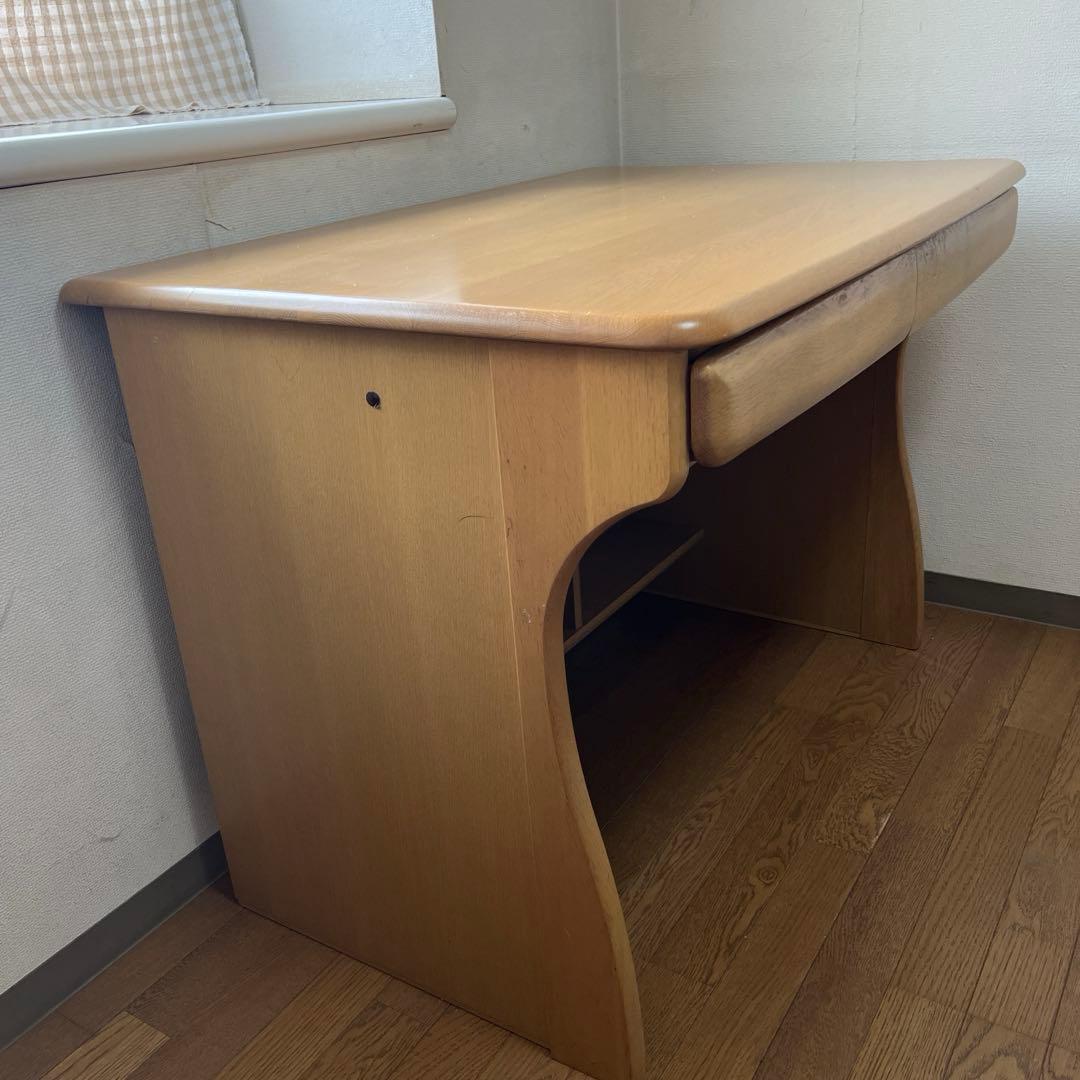 【引き取り限定】浜本工芸　木製学習机 上部棚、袖机、椅子付き