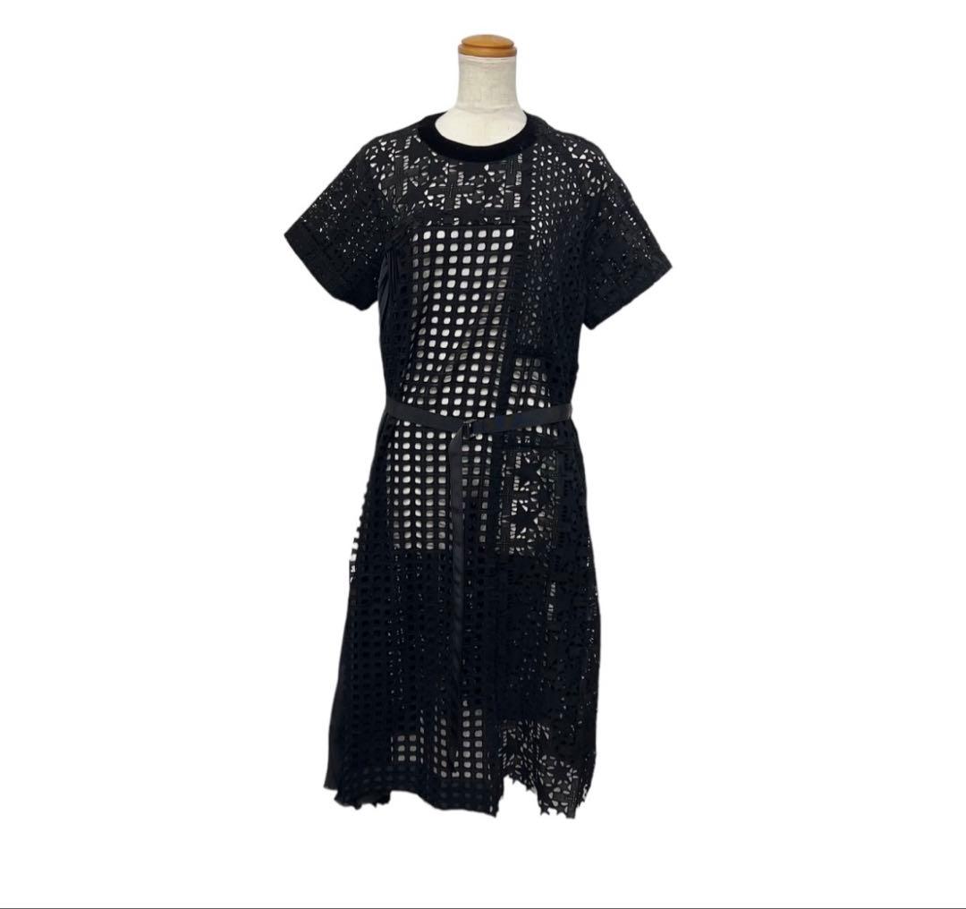 sacai メッシュロングワンピース ブラック　サカイ