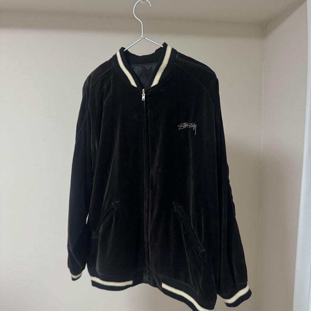 【激レア】Stussy リバーシブル刺繍スカルベロアスカジャン