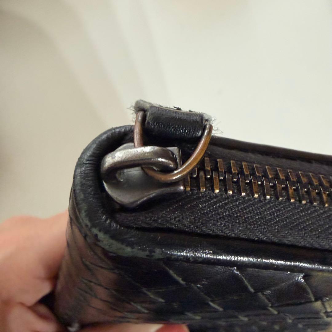 ボッテガヴェネタ イントレチャート レザー ラウンドファスナー 長財布