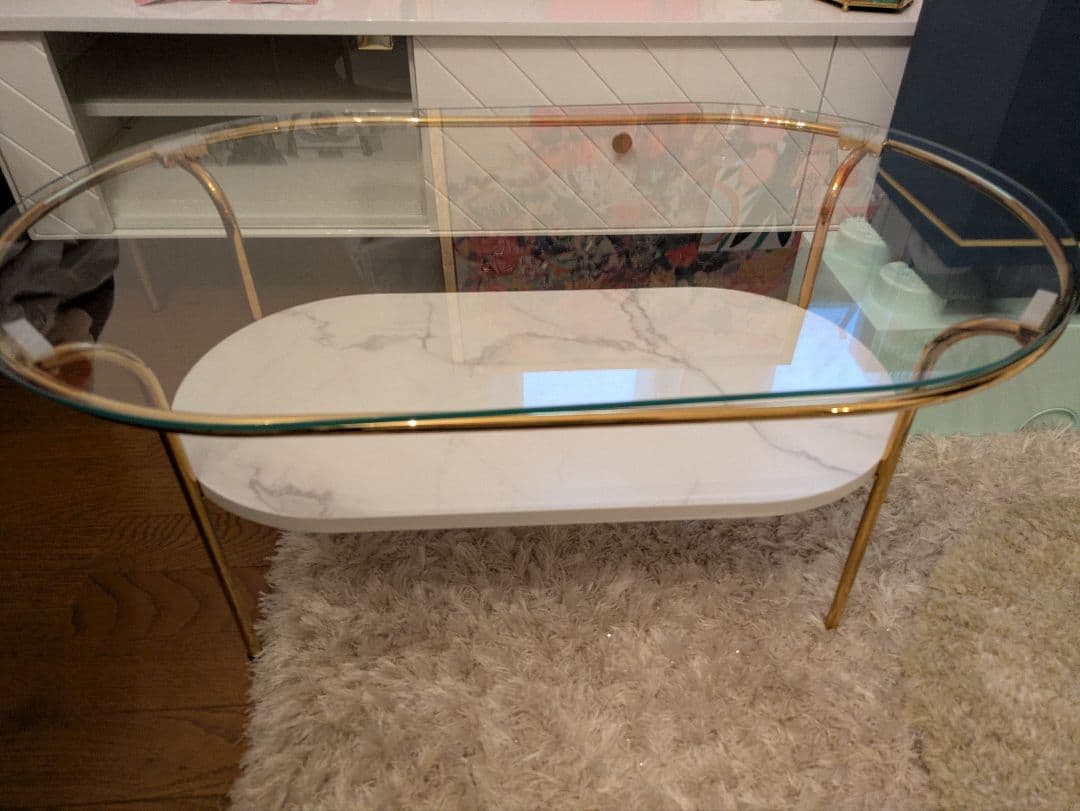 フランフラン　レガートコーヒーテーブルS ゴールド×マーブル