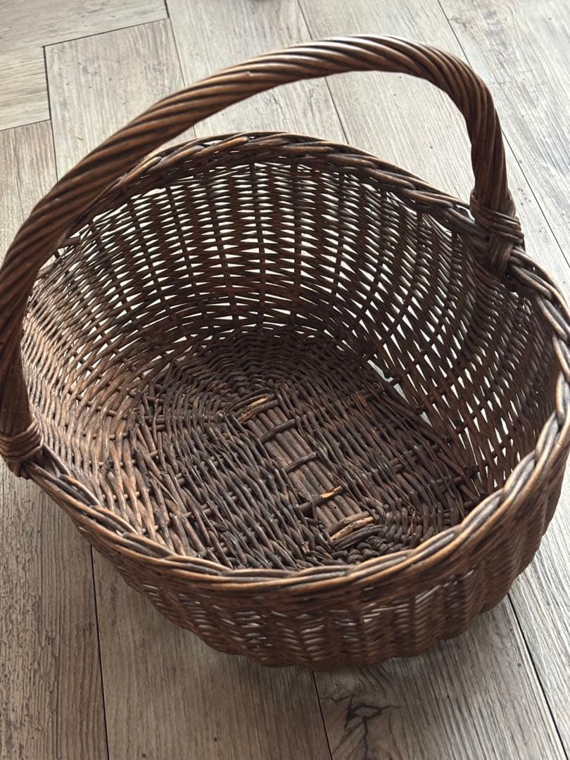 フランスアンティーク　バスケット　籐籠