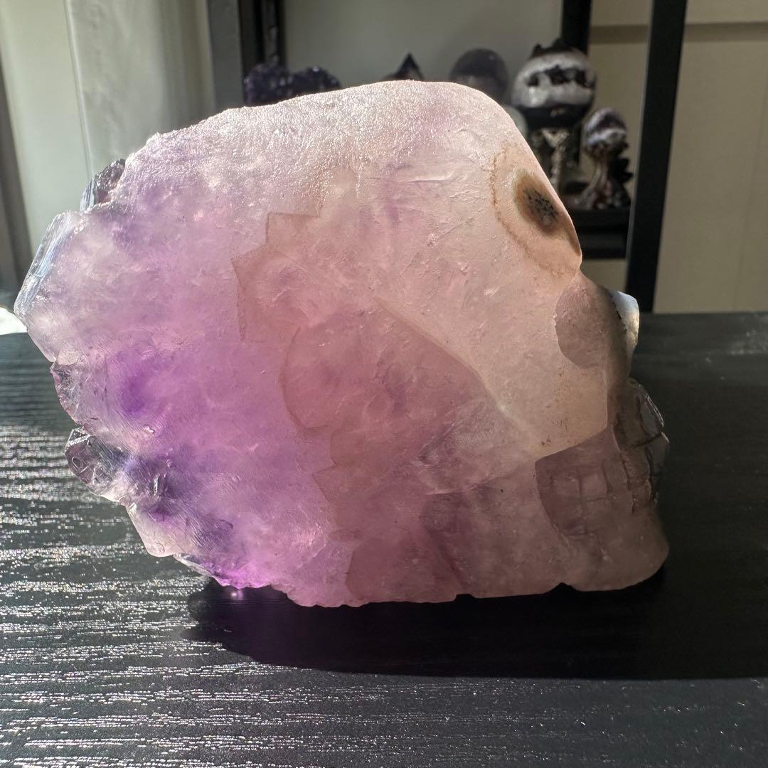 天然石アメジストの原石スカル　置物　鉱物　彫物NO.032102