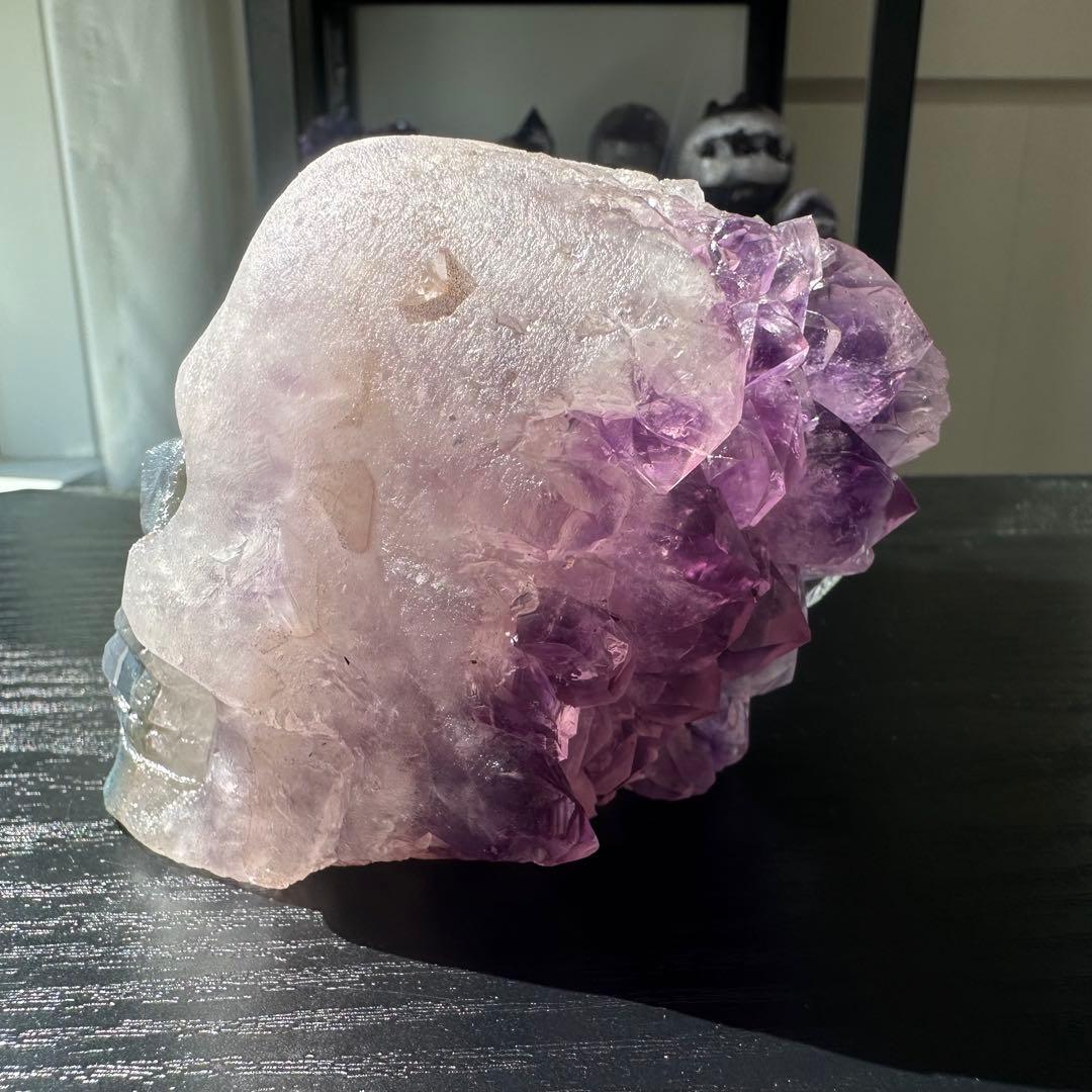天然石アメジストの原石スカル　置物　鉱物　彫物NO.032102